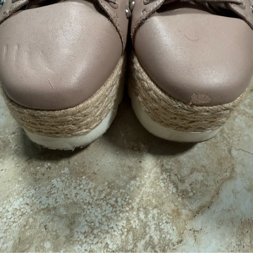 Steve Madden Studded Platform Espadrille Sneakers Women Size 8 Pink Snake Print